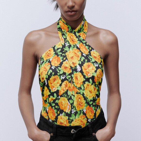 NWT Zara 70s Floral Bodysuit - Picture 1 of 12